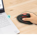 HXSJ T24 Rato Vertical Ergonómico Sem Fios 2.4G com Receptor USB, 6 Botões, 2400 DPI, T24 Preto, T24 Cinzento