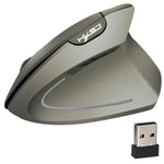 HXSJ T24 Rato Vertical Ergonómico Sem Fios 2.4G com Receptor USB, 6 Botões, 2400 DPI, T24 Preto, T24 Cinzento