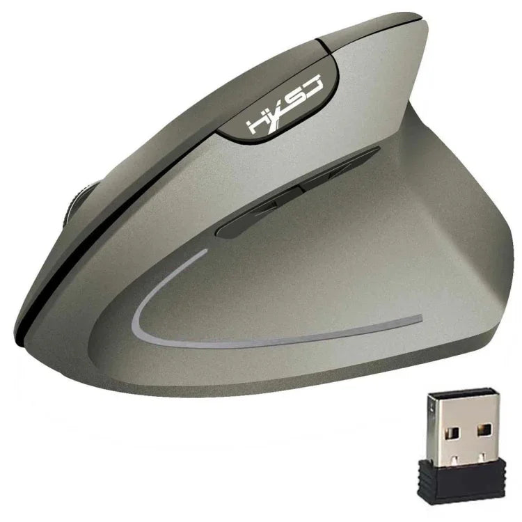 HXSJ T24 Rato Vertical Ergonómico Sem Fios 2.4G com Receptor USB, 6 Botões, 2400 DPI, T24 Preto, T24 Cinzento