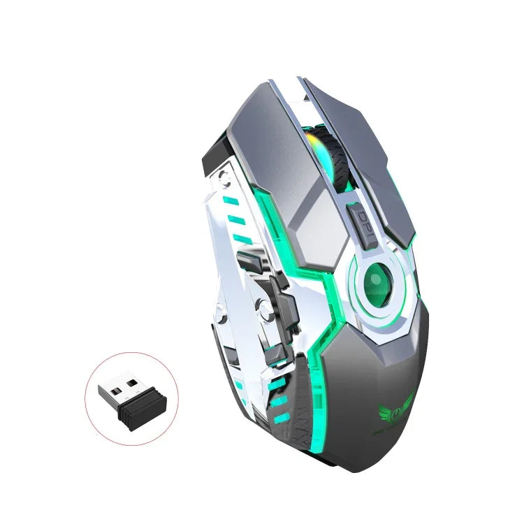 ZERODATE T30 Rato Óptico Sem Fios com Luz RGB Retroiluminada, 2.4GHz, 2400DPI, Ajustável em Três Velocidades, T30 Branco