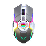 ZERODATE T30 Rato Óptico Sem Fios com Luz RGB Retroiluminada, 2.4GHz, 2400DPI, Ajustável em Três Velocidades, T30 Branco
