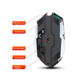 ZERODATE T30 Rato Óptico Sem Fios com Luz RGB Retroiluminada, 2.4GHz, 2400DPI, Ajustável em Três Velocidades, T30 Branco