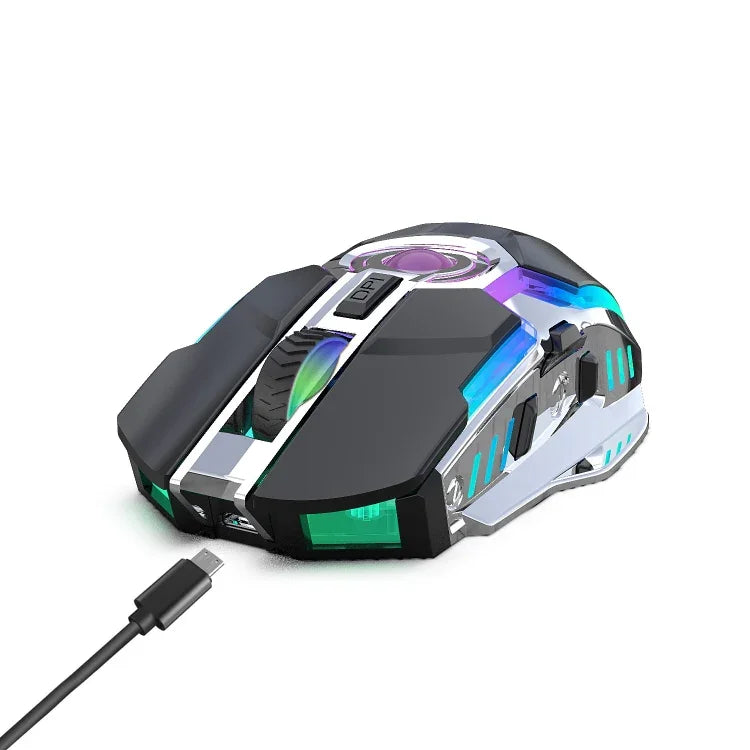ZERODATE T30 Rato Óptico Sem Fios com Luz RGB Retroiluminada, 2.4GHz, 2400DPI, Ajustável em Três Velocidades, T30 Branco