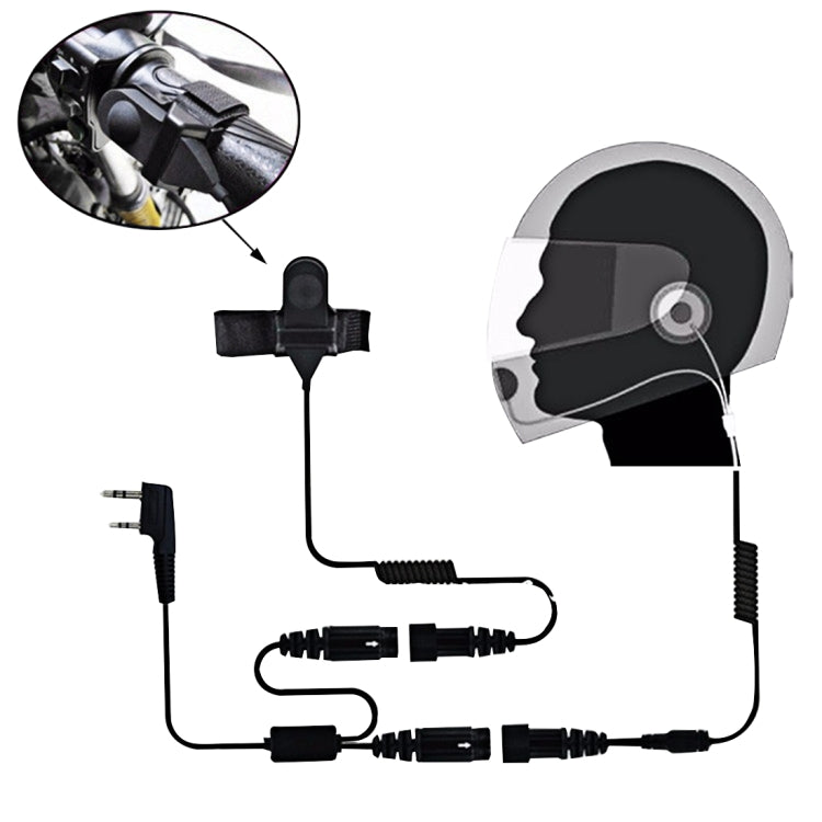 Microfone para capacete de motocicleta com PTT de 2 pinos e volume ajustável para rádio walkie talkie BAOFENG