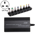 Carregador universal para portátil notebook 100W com carregador de carro, adaptador de energia AC, 8 adaptadores de energia e 1 porta USB para Samsung, Sony, Asus, Acer, IBM, HP, DELL, ficha UK, ficha AU, ficha EU, ficha UK