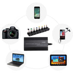 Carregador universal para portátil notebook 100W com carregador de carro, adaptador de energia AC, 8 adaptadores de energia e 1 porta USB para Samsung, Sony, Asus, Acer, IBM, HP, DELL, ficha UK, ficha AU, ficha EU, ficha UK