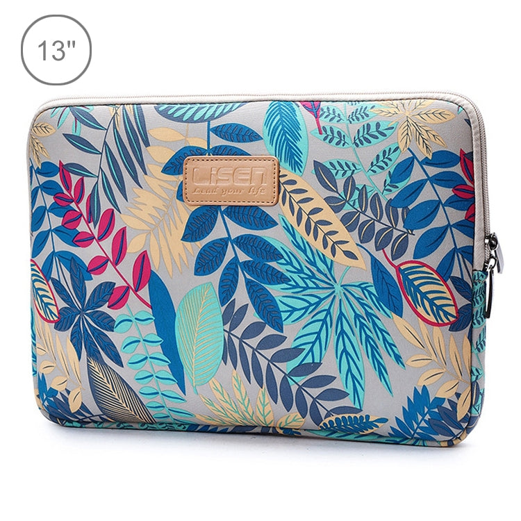Lisen Estojo de Manga 13 polegadas Bolsa de Transporte com Fecho Colorido com Folhas para Macbook, Samsung, Lenovo, Sony, DELL Alienware, CHUWI, ASUS, HP, Portáteis de 13 polegadas e abaixo, 13 polegadas