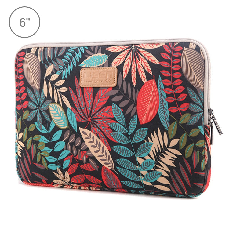 Capa Sleeve Lisen 6.0 polegadas com Zíper e Folhas Coloridas, Mala de Transporte para Amazon Kindle, 6.0 polegadas