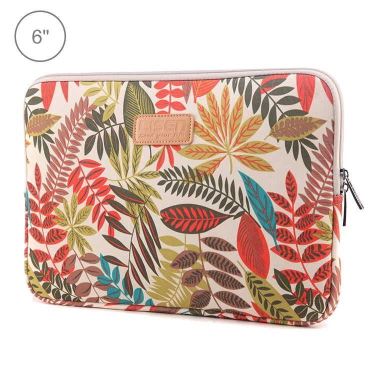 Capa Sleeve Lisen 6.0 polegadas com Zíper e Folhas Coloridas, Mala de Transporte para Amazon Kindle, 6.0 polegadas