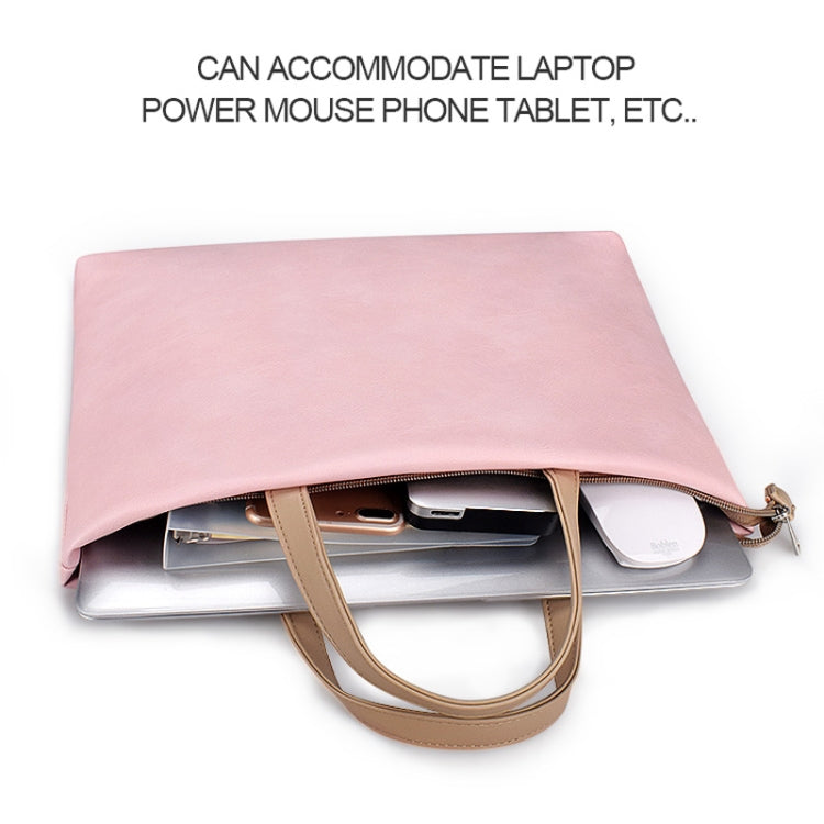 Mala de Mão Impermeável em PU para Laptop de 13,3 polegadas, 13,3 polegadas (Rosa), 13,3 polegadas (Branco)