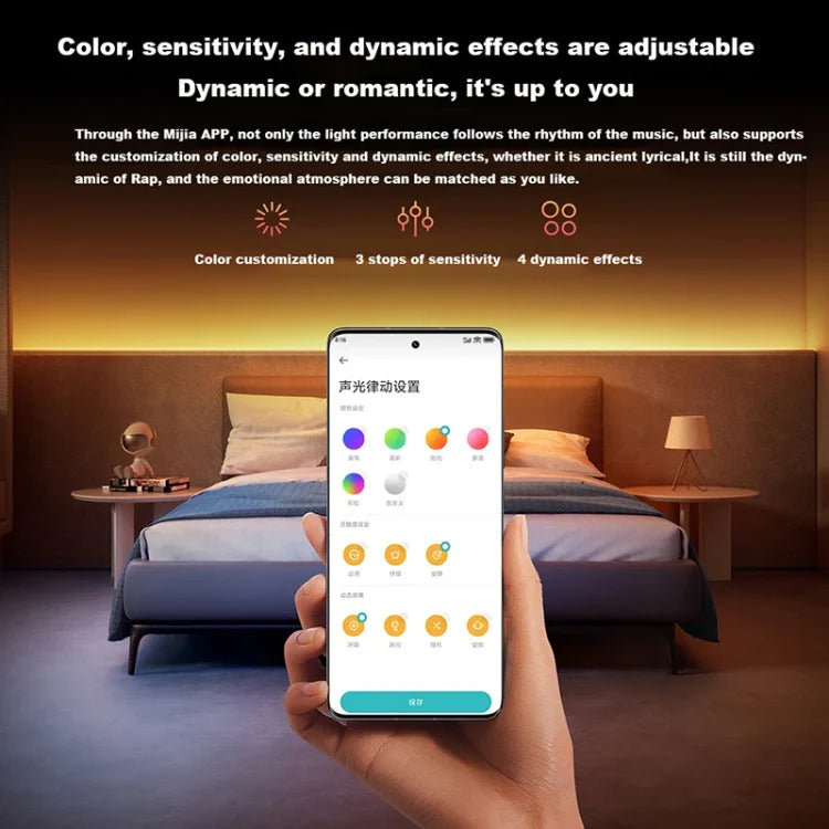 Fita de Luz Ambiente RGB Sincronizada Xiaomi Mijia 2m, Plugue US, Fita de Luz 2m