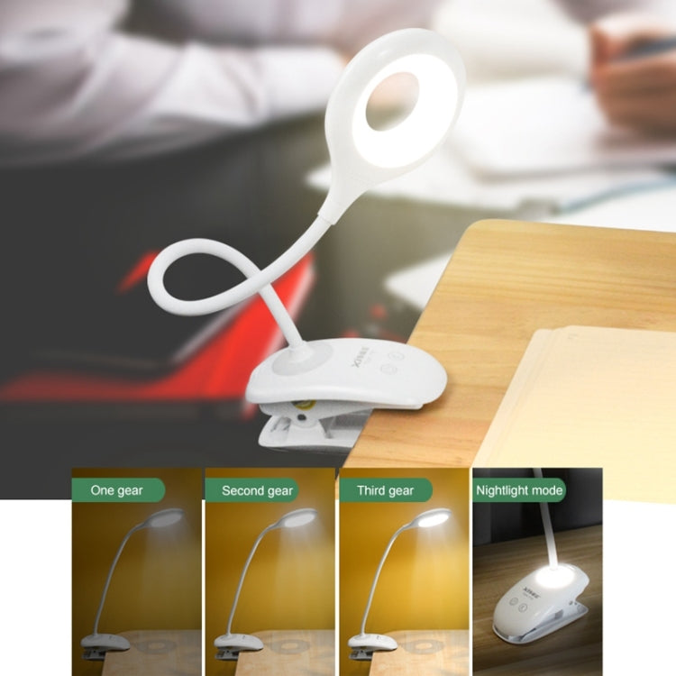Luz de proteção ocular com 28 LEDs, pescoço de ganso flexível, design de anel oco com clipe e função de pequena luz noturna, TGX-770