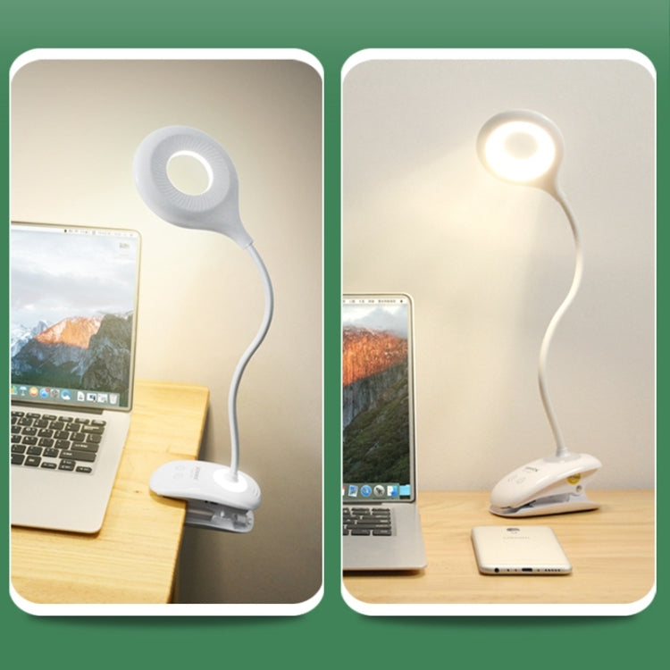 Luz de proteção ocular com 28 LEDs, pescoço de ganso flexível, design de anel oco com clipe e função de pequena luz noturna, TGX-770