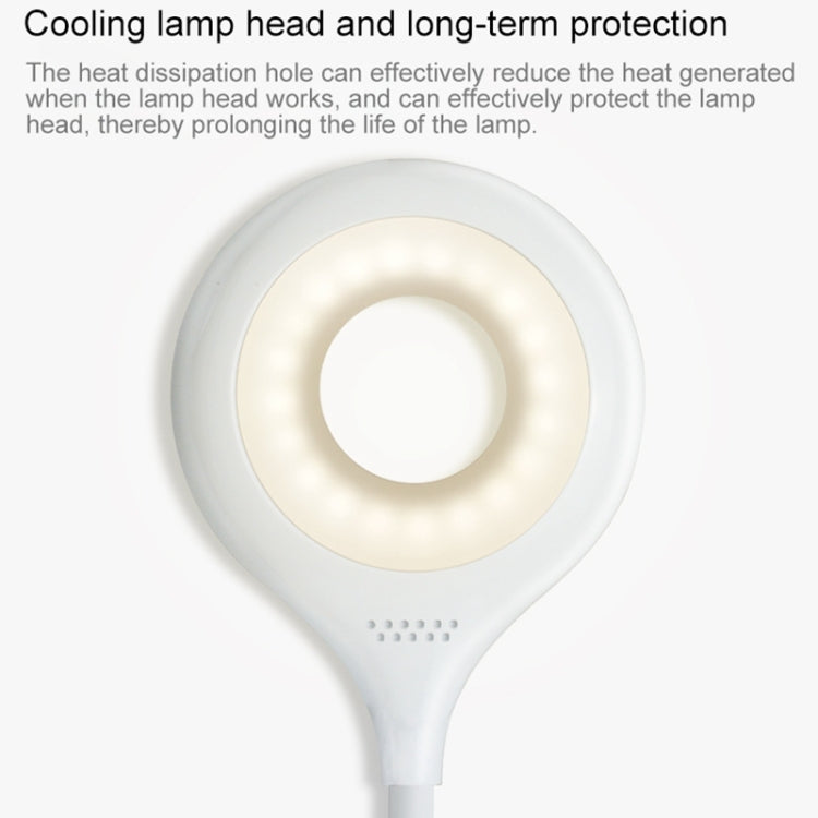 Luz de proteção ocular com 28 LEDs, pescoço de ganso flexível, design de anel oco com clipe e função de pequena luz noturna, TGX-770