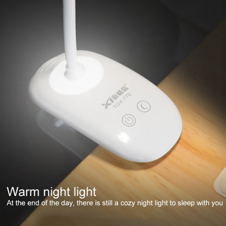 Luz de proteção ocular com 28 LEDs, pescoço de ganso flexível, design de anel oco com clipe e função de pequena luz noturna, TGX-770
