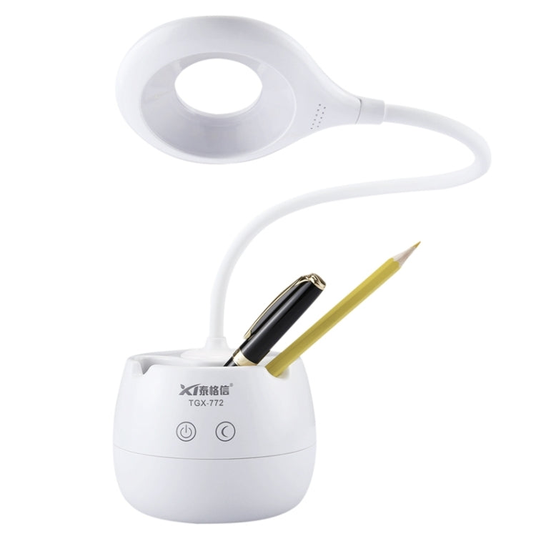 Luz de proteção ocular com 28 LEDs, pescoço de ganso flexível, design de anel oco com suporte para canetas e função de pequena luz noturna, TGX-772