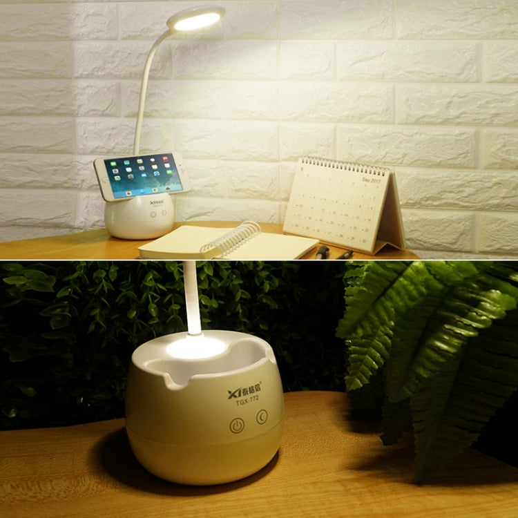 Luz de proteção ocular com 28 LEDs, pescoço de ganso flexível, design de anel oco com suporte para canetas e função de pequena luz noturna, TGX-772