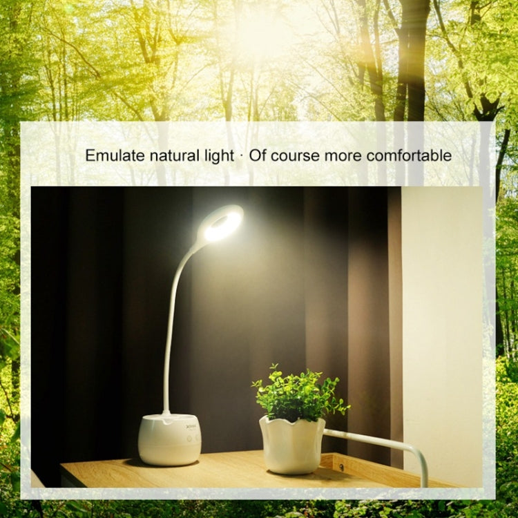 Luz de proteção ocular com 28 LEDs, pescoço de ganso flexível, design de anel oco com suporte para canetas e função de pequena luz noturna, TGX-772