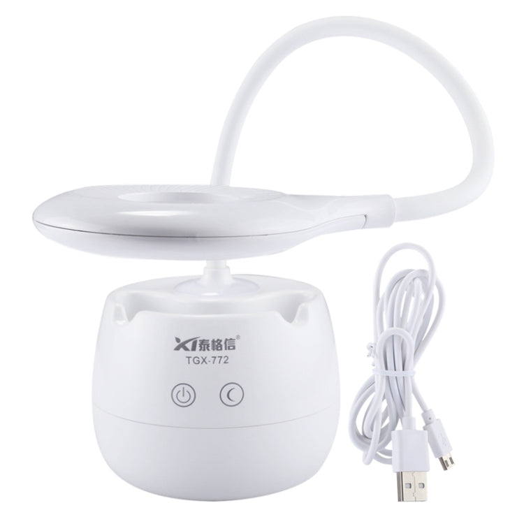Luz de proteção ocular com 28 LEDs, pescoço de ganso flexível, design de anel oco com suporte para canetas e função de pequena luz noturna, TGX-772