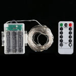 Luz Decorativa de Fadas com 50 LEDs e Caixa para 3 Pilhas AA, com Controlo Remoto, DC 5V, Luz Colorida/Controlo Remoto, Luz Branca/Controlo Remoto, Luz Branca Quente/Controlo Remoto
