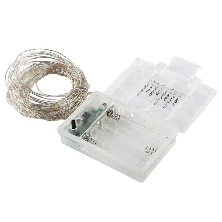 Luz Decorativa de Fadas com 50 LEDs e Caixa para 3 Pilhas AA, com Controlo Remoto, DC 5V, Luz Colorida/Controlo Remoto, Luz Branca/Controlo Remoto, Luz Branca Quente/Controlo Remoto