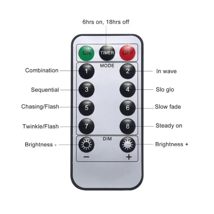 Luz Decorativa LED com 150 LEDs e Caixa para Pilhas, com Controlo Remoto, Luz Colorida 30CM, Luz Branca 30CM, Luz Branca Quente 30CM