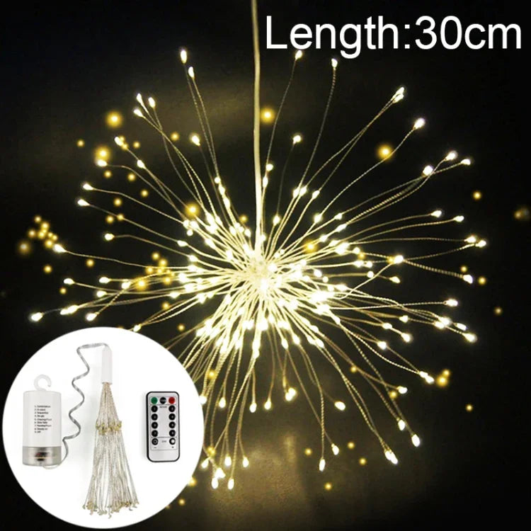 Luz Decorativa LED com 150 LEDs e Caixa para Pilhas, com Controlo Remoto, Luz Colorida 30CM, Luz Branca 30CM, Luz Branca Quente 30CM