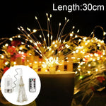 Luz Decorativa LED com 150 LEDs e Caixa para Pilhas, com Controlo Remoto, Luz Colorida 30CM, Luz Branca 30CM, Luz Branca Quente 30CM