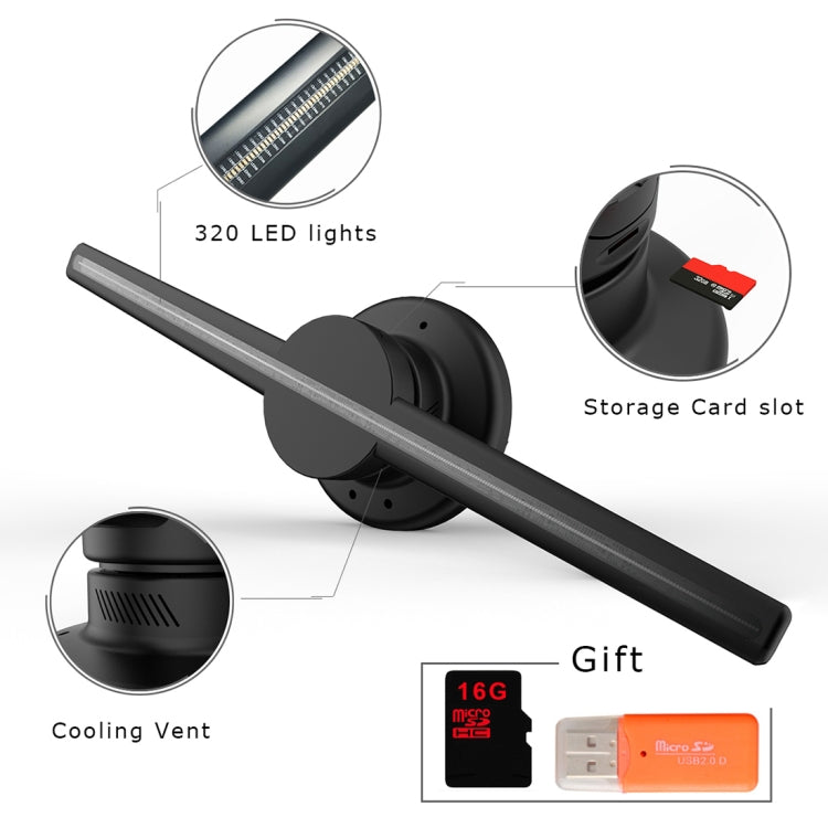 Ecrã Holográfico 3D de 42cm de Diâmetro, Controlo por App WiFi, Resolução 640 x 640 Pixels 320 LEDs Painel, Suporta Cartão Micro SD, 42cm Wifi