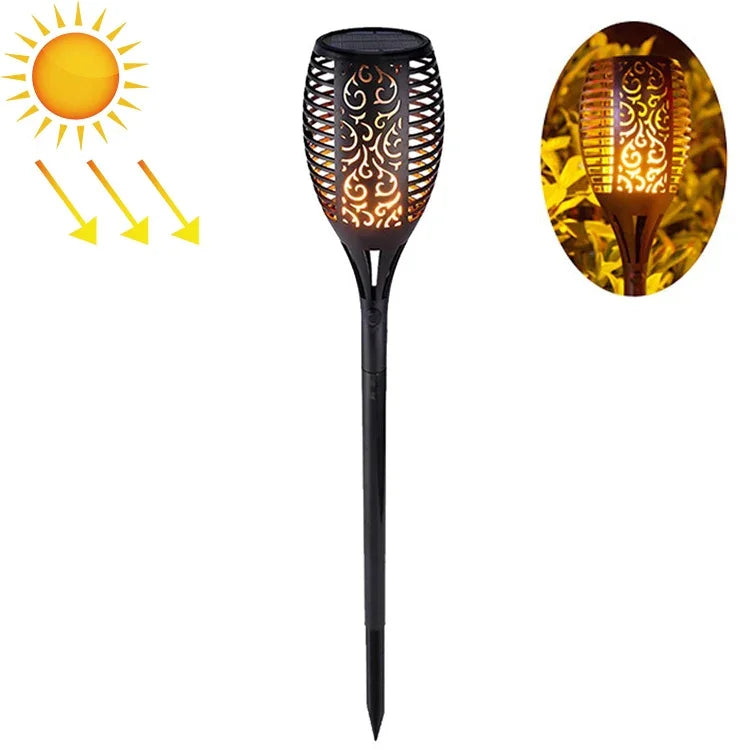 Luz Solar de Chama com 96 LEDs para Jardim Exterior, Luz de Relva, Tocha para Paisagem de Jardim