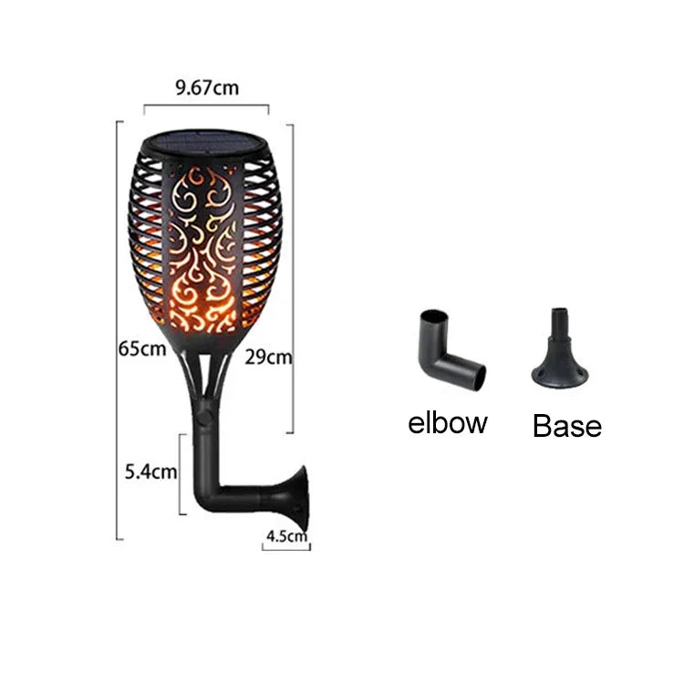 Luz Solar de Chama com 96 LEDs para Jardim Exterior, Luz de Relva, Tocha para Paisagem de Jardim