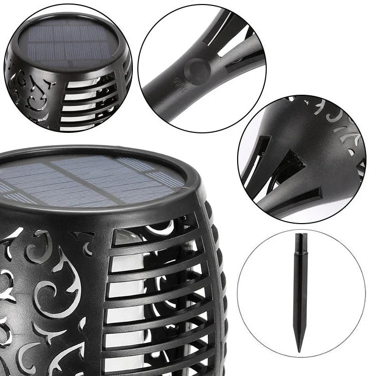 Luz Solar de Chama com 96 LEDs para Jardim Exterior, Luz de Relva, Tocha para Paisagem de Jardim
