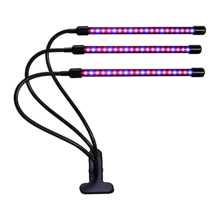 Lâmpada LED de 30W com Três Cabeças, Espectro Ajustável e Temporizador para Iluminação de Crescimento de Plantas, Plug USB DC 5V, 30W