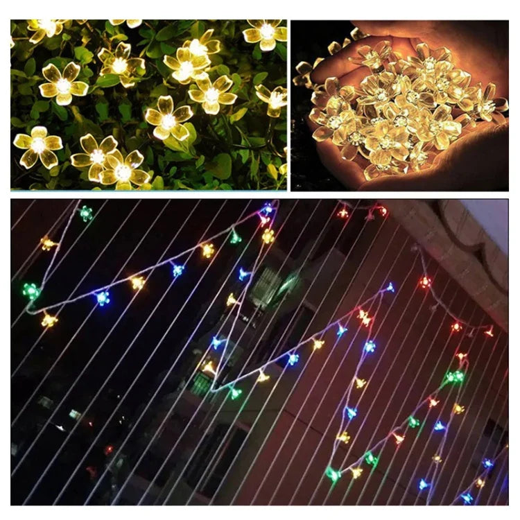 6m 40 LEDs Luz Decorativa de Flor de Cerejeira para Feriado, Alimentada a Bateria, Luz Colorida de 6m, Luz Branca Quente de 6m