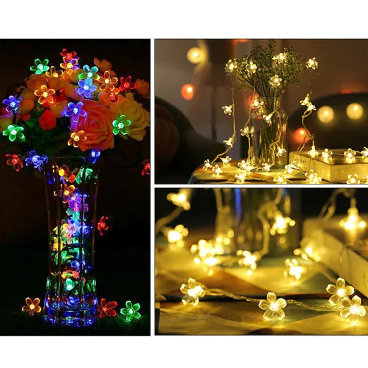 6m 40 LEDs Luz Decorativa de Flor de Cerejeira para Feriado, Alimentada a Bateria, Luz Colorida de 6m, Luz Branca Quente de 6m