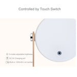 Lanterna recarregável DC 5V com controlo tátil e luz LED, luz branca