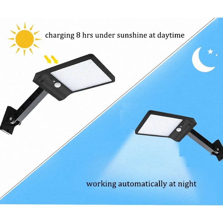 Lâmpada Plana Solar 6W 800LM 48 LEDs com Controlo Remoto e Suporte