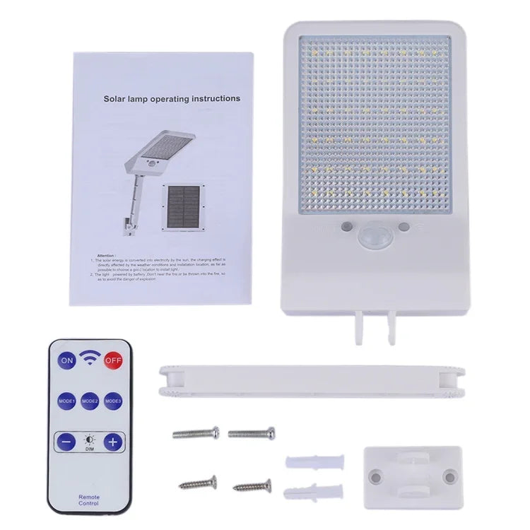 Lâmpada Plana Solar 6W 800LM 48 LEDs com Controlo Remoto e Suporte