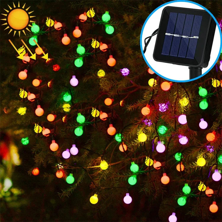 Luz Solar em Forma de Bola com 30 LEDs para Decoração de Festival de Natal Exterior Impermeável
