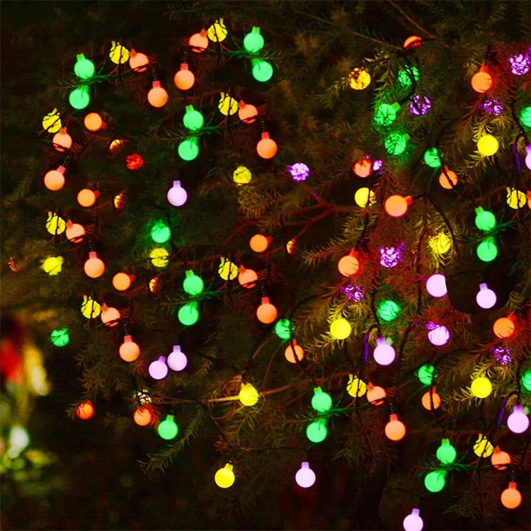 Luz Solar em Forma de Bola com 30 LEDs para Decoração de Festival de Natal Exterior Impermeável