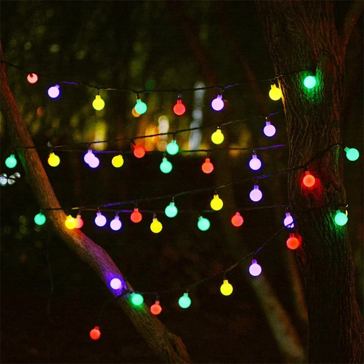 Luz Solar em Forma de Bola com 30 LEDs para Decoração de Festival de Natal Exterior Impermeável