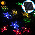 Cordão de Luz Solar em Forma de Estrela com 20 LEDs para Decoração de Jardim Exterior no Festival de Natal