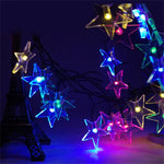 Cordão de Luz Solar em Forma de Estrela com 20 LEDs para Decoração de Jardim Exterior no Festival de Natal