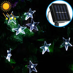 Cordão de Luz Solar em Forma de Estrela com 20 LEDs para Decoração de Jardim Exterior no Festival de Natal