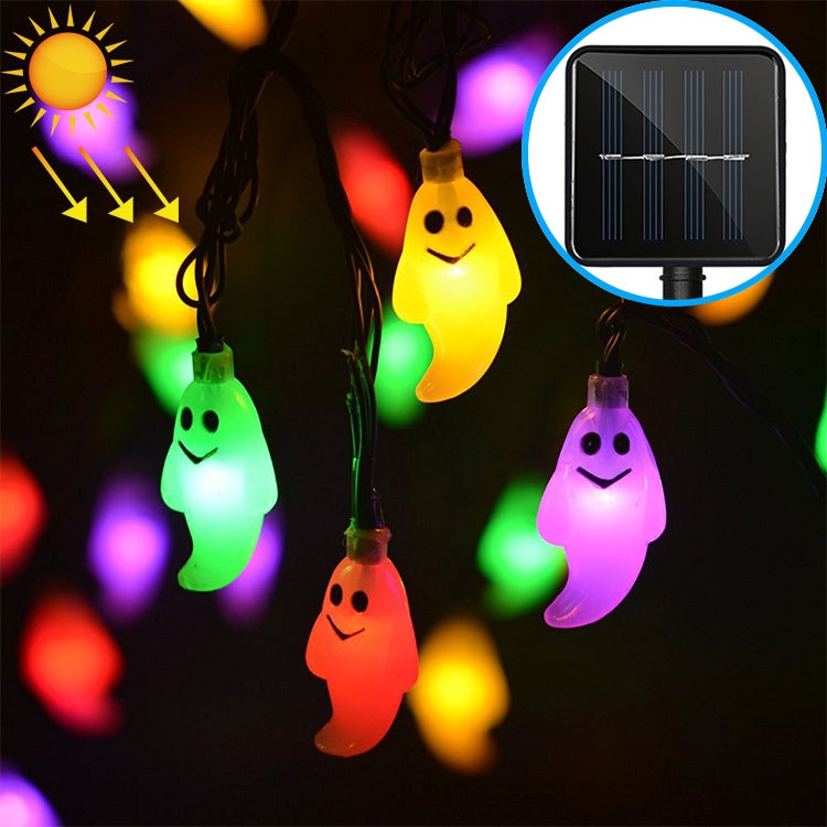 Cordão de Luz Solar em Forma de Fantasma com 30 LEDs para Decoração de Jardim Exterior Impermeável no Festival de Natal