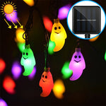 Cordão de Luz Solar em Forma de Fantasma com 30 LEDs para Decoração de Jardim Exterior Impermeável no Festival de Natal
