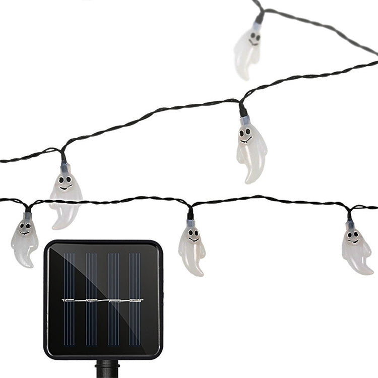 Cordão de Luz Solar em Forma de Fantasma com 30 LEDs para Decoração de Jardim Exterior Impermeável no Festival de Natal