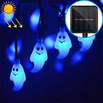 Cordão de Luz Solar em Forma de Fantasma com 30 LEDs para Decoração de Jardim Exterior Impermeável no Festival de Natal