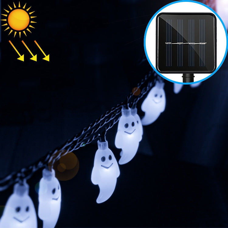 Cordão de Luz Solar em Forma de Fantasma com 30 LEDs para Decoração de Jardim Exterior Impermeável no Festival de Natal