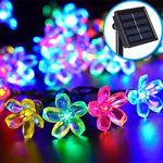 Cordão de Luz Solar em Forma de Flor de Pêssego com 50 LEDs para Decoração de Jardim Exterior Impermeável no Festival da Primavera
